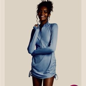 Bloquv UPF50 Dress - S cornflower blue , quarter zip , polyester spandex